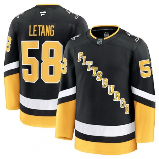 Men Pittsburgh Penguins 58 Kris Letang Black 2024 25 Alternate Stitched Hockey Jersey Men Pittsburgh Penguins 58 Kris Letang Black 2024 25 Alternate Stitched Hockey Jersey