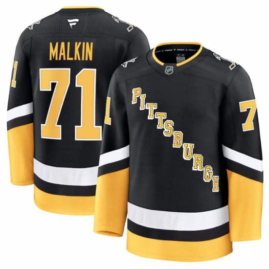 Men Pittsburgh Penguins 71 Evgeni Malkin Black 2024 25 Alternate Stitched Hockey Jersey Men Pittsburgh Penguins 71 Evgeni Malkin Black 2024 25 Alternate Stitched Hockey Jersey