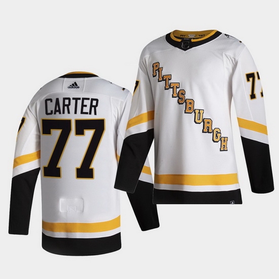 Men Pittsburgh Penguins 77 Jeff Carter 2021 Reverse Retro White Jersey Men Pittsburgh Penguins 77 Jeff Carter 2021 Reverse Retro White Jersey
