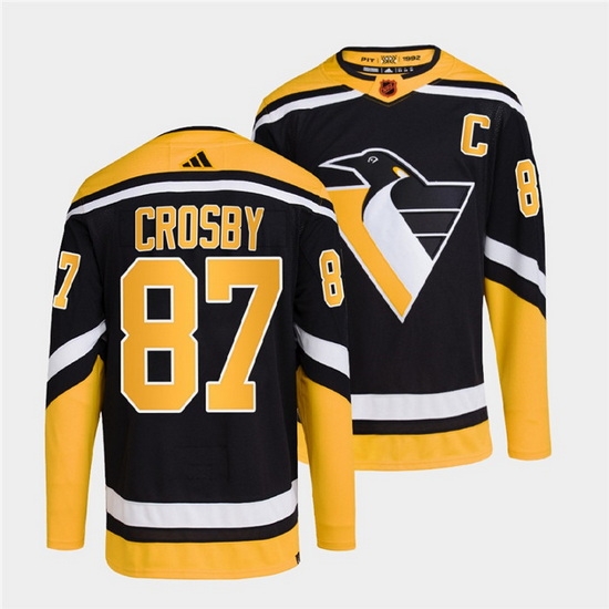 Men Pittsburgh Penguins 87 Sidney Crosby Black 2022 Reverse Retro Stitched Jersey Men Pittsburgh Penguins 87 Sidney Crosby Black 2022 Reverse Retro Stitched Jersey