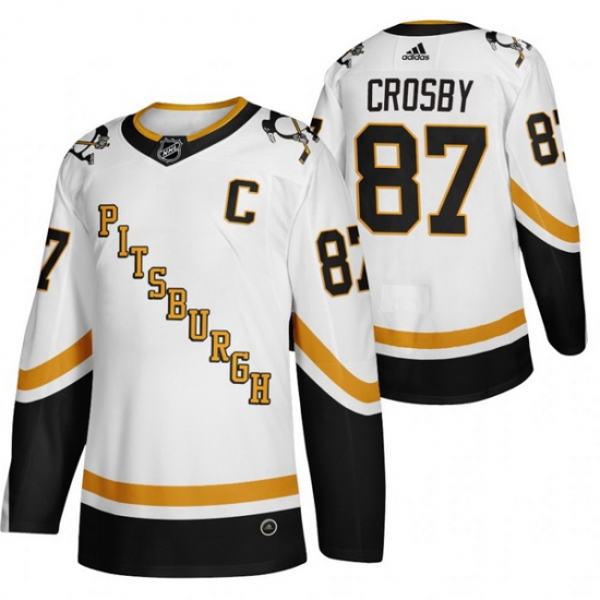 Men Pittsburgh Penguins 87 Sidney Crosby White Adidas 2020 21 Reverse Retro Alternate NHL Jersey Men Pittsburgh Penguins 87 Sidney Crosby White Adidas 2020 21 Reverse Retro Alternate NHL Jersey