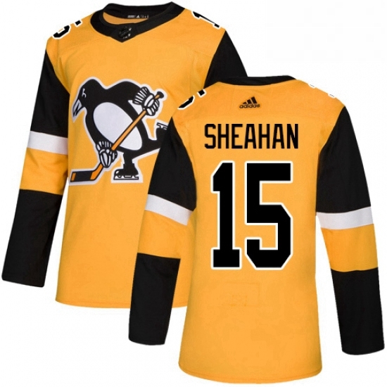 Mens Adidas Pittsburgh Penguins 15 Riley Sheahan Premier Gold Alternate NHL Jersey Mens Adidas Pittsburgh Penguins 15 Riley Sheahan Premier Gold Alternate NHL Jersey