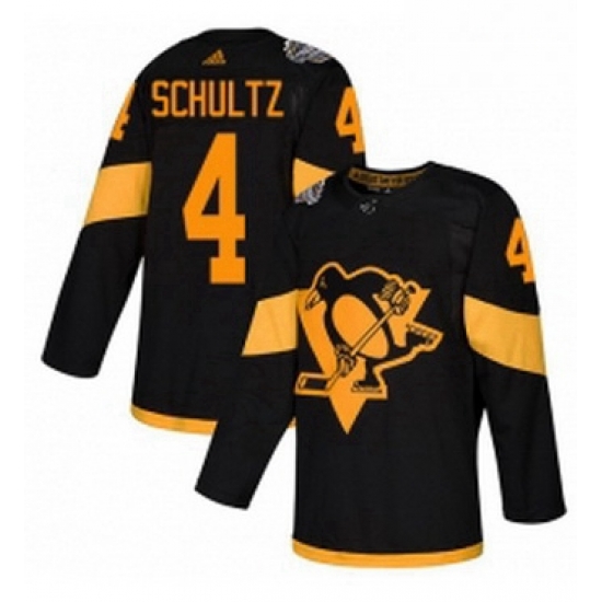 Mens Adidas Pittsburgh Penguins 4 Justin Schultz Black Authentic 2019 Stadium Series Stitched NHL Jersey 