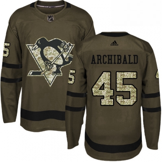 Mens Adidas Pittsburgh Penguins 45 Josh Archibald Authentic Green Salute to Service NHL Jersey Mens Adidas Pittsburgh Penguins 45 Josh Archibald Authentic Green Salute to Service NHL Jersey