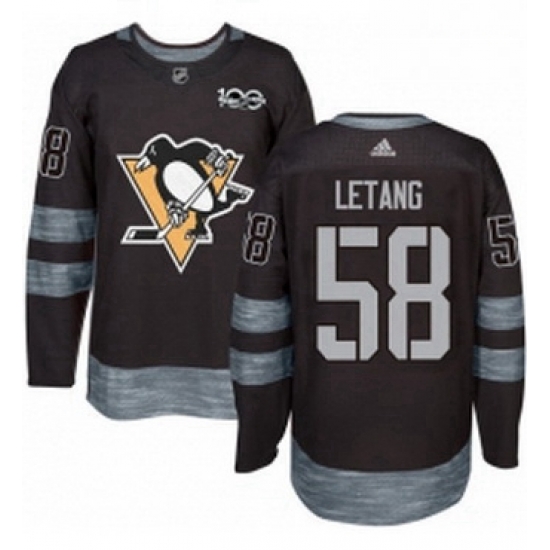 Mens Adidas Pittsburgh Penguins 58 Kris Letang Authentic Black 1917 2017 100th Anniversary NHL Jersey Mens Adidas Pittsburgh Penguins 58 Kris Letang Authentic Black 1917 2017 100th Anniversary NHL Jersey