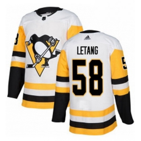 Mens Adidas Pittsburgh Penguins 58 Kris Letang Authentic White Away NHL Jersey Mens Adidas Pittsburgh Penguins 58 Kris Letang Authentic White Away NHL Jersey