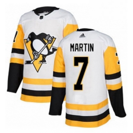 Mens Adidas Pittsburgh Penguins 7 Paul Martin Authentic White Away NHL Jersey Mens Adidas Pittsburgh Penguins 7 Paul Martin Authentic White Away NHL Jersey
