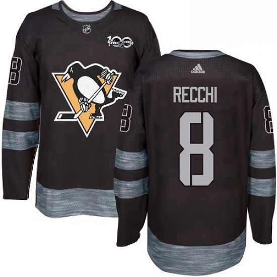 Mens Adidas Pittsburgh Penguins 8 Mark Recchi Authentic Black 1917 2017 100th Anniversary NHL Jersey Mens Adidas Pittsburgh Penguins 8 Mark Recchi Authentic Black 1917 2017 100th Anniversary NHL Jersey