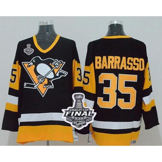 Mitchell 26Ness Penguins #35 Tom Barrasso Black 2017 Stanley Cup Final Patch Stitched NHL Jersey Mitchell 26Ness Penguins #35 Tom Barrasso Black 2017 Stanley Cup Final Patch Stitched NHL Jersey