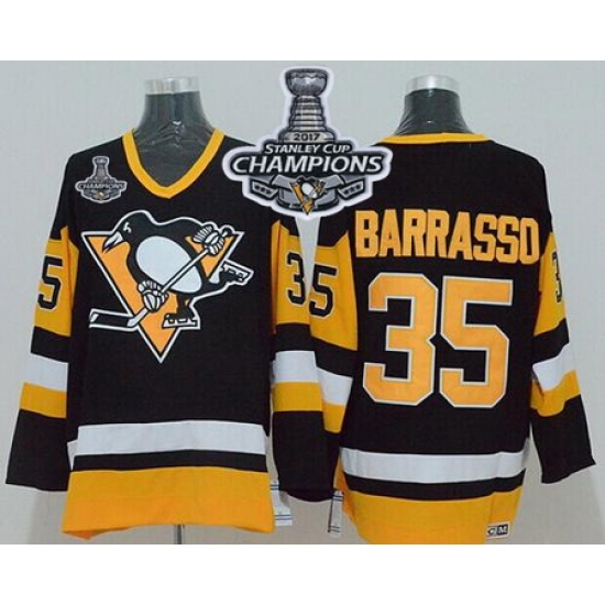 Mitchell 26Ness Penguins #35 Tom Barrasso Black 2017 Stanley Cup Finals Champions Stitched NHL Jersey Mitchell 26Ness Penguins #35 Tom Barrasso Black 2017 Stanley Cup Finals Champions Stitched NHL Jersey