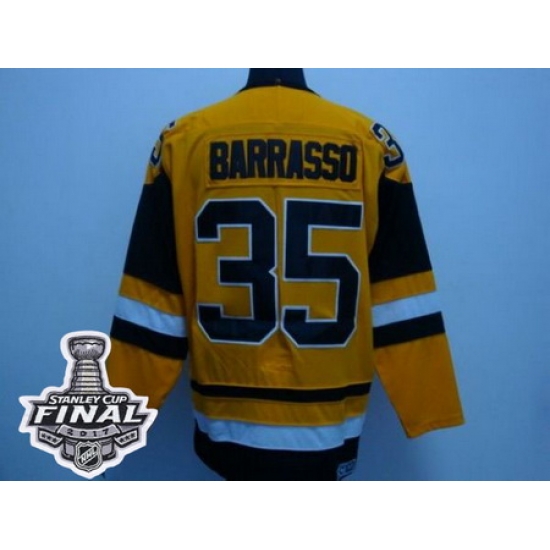 Mitchell 26Ness Penguins #35 Tom Barrasso Yellow 2017 Stanley Cup Final Patch Stitched NHL Jersey Mitchell 26Ness Penguins #35 Tom Barrasso Yellow 2017 Stanley Cup Final Patch Stitched NHL Jersey