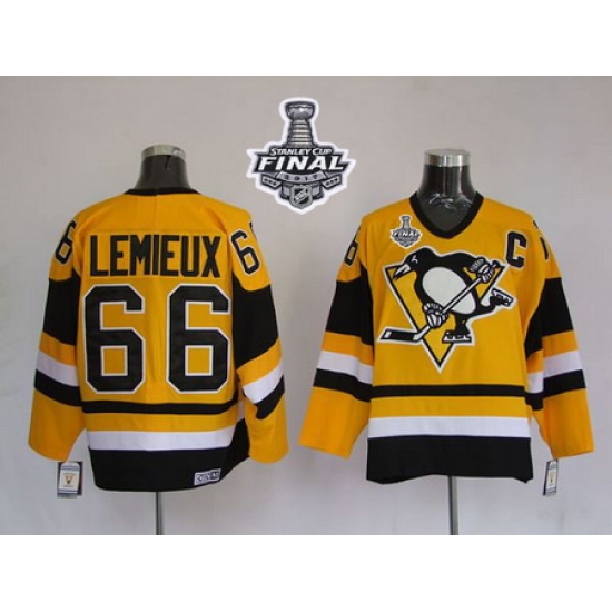 Mitchell 26Ness Penguins #66 Mario Lemieux Yellow 2017 Stanley Cup Final Patch Stitched NHL Jersey Mitchell 26Ness Penguins #66 Mario Lemieux Yellow 2017 Stanley Cup Final Patch Stitched NHL Jersey