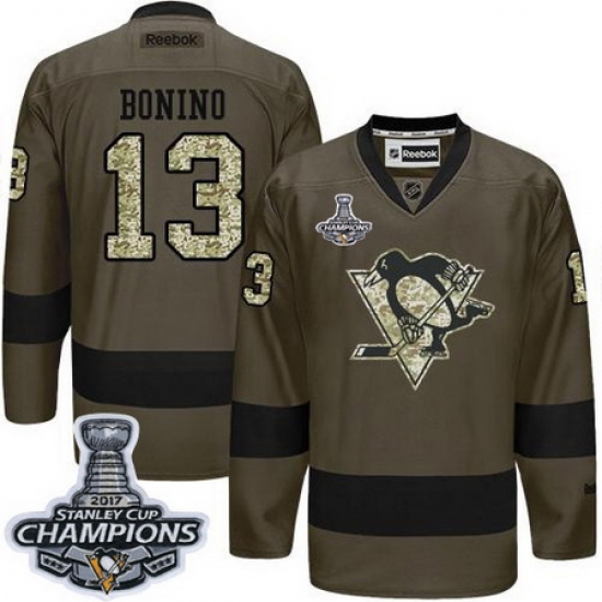 Penguins #13 Nick Bonino Green Salute to Service 2017 Stanley Cup Finals Champions Stitched NHL Jersey Penguins #13 Nick Bonino Green Salute to Service 2017 Stanley Cup Finals Champions Stitched NHL Jersey