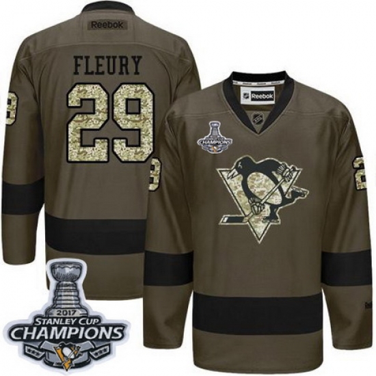 Penguins #29 Andre Fleury Green Salute to Service 2017 Stanley Cup Finals Champions Stitched NHL Jersey Penguins #29 Andre Fleury Green Salute to Service 2017 Stanley Cup Finals Champions Stitched NHL Jersey