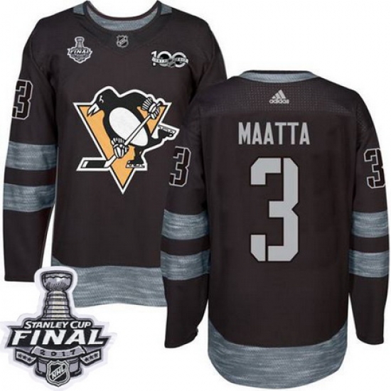 Penguins #3 Olli Maatta Black 1917 2017 100th Anniversary Stanley Cup Final Patch Stitched NHL Jersey Penguins #3 Olli Maatta Black 1917 2017 100th Anniversary Stanley Cup Final Patch Stitched NHL Jersey