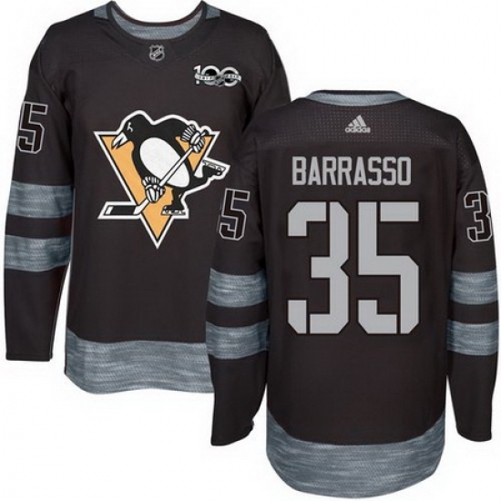 Penguins #35 Tom Barrasso Black 1917 2017 100th Anniversary Stitched NHL Jersey Penguins #35 Tom Barrasso Black 1917 2017 100th Anniversary Stitched NHL Jersey