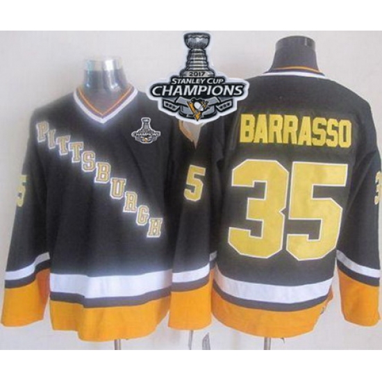 Penguins #35 Tom Barrasso Black Yellow CCM Throwback 2017 Stanley Cup Finals Champions Stitched NHL Jersey Penguins #35 Tom Barrasso Black Yellow CCM Throwback 2017 Stanley Cup Finals Champions Stitched NHL Jersey