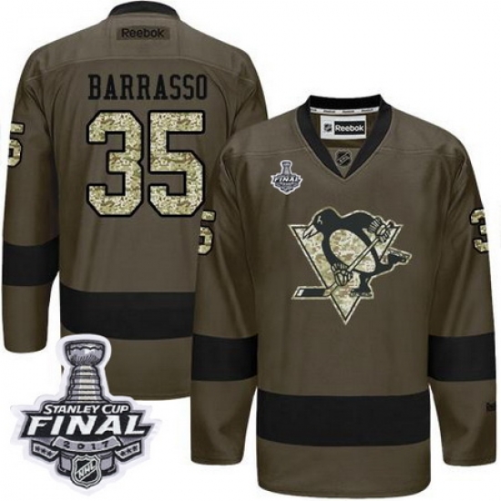 Penguins #35 Tom Barrasso Green Salute to Service 2017 Stanley Cup Final Patch Stitched NHL Jersey Penguins #35 Tom Barrasso Green Salute to Service 2017 Stanley Cup Final Patch Stitched NHL Jersey