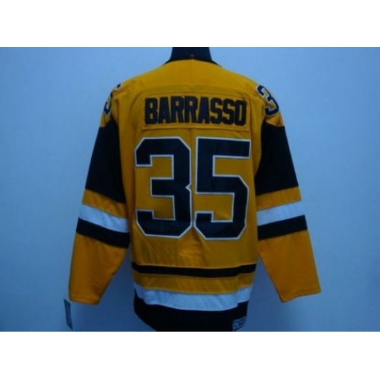 Penguins #35 Tom Barrasso Stitched Mitchell 26Ness Yellow NHL Jersey Penguins #35 Tom Barrasso Stitched Mitchell 26Ness Yellow NHL Jersey