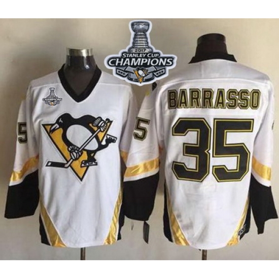 Penguins #35 Tom Barrasso White CCM Throwback 2017 Stanley Cup Finals Champions Stitched NHL Jersey Penguins #35 Tom Barrasso White CCM Throwback 2017 Stanley Cup Finals Champions Stitched NHL Jersey