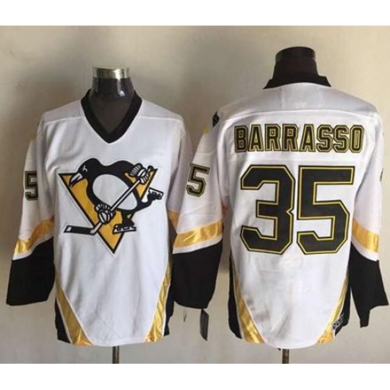 Penguins #35 Tom Barrasso White CCM Throwback Stitched NHL Jersey Penguins #35 Tom Barrasso White CCM Throwback Stitched NHL Jersey