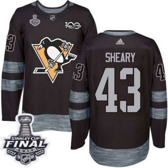 Penguins #43 Conor Sheary Black 1917 2017 100th Anniversary Stanley Cup Final Patch Stitched NHL Jersey Penguins #43 Conor Sheary Black 1917 2017 100th Anniversary Stanley Cup Final Patch Stitched NHL Jersey