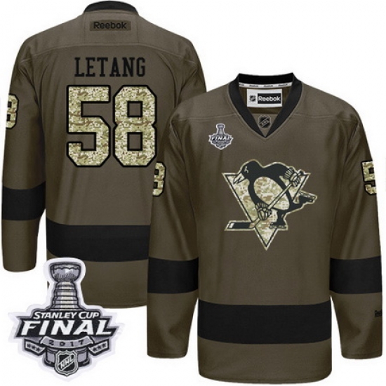 Penguins #58 Kris Letang Green Salute to Service 2017 Stanley Cup Final Patch Stitched NHL Jersey Penguins #58 Kris Letang Green Salute to Service 2017 Stanley Cup Final Patch Stitched NHL Jersey
