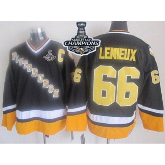 Penguins #66 Mario Lemieux Black Yellow CCM Throwback 2017 Stanley Cup Finals Champions Stitched NHL Jersey Penguins #66 Mario Lemieux Black Yellow CCM Throwback 2017 Stanley Cup Finals Champions Stitched NHL Jersey