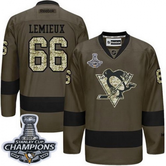 Penguins #66 Mario Lemieux Green Salute to Service 2017 Stanley Cup Finals Champions Stitched NHL Jersey Penguins #66 Mario Lemieux Green Salute to Service 2017 Stanley Cup Finals Champions Stitched NHL Jersey