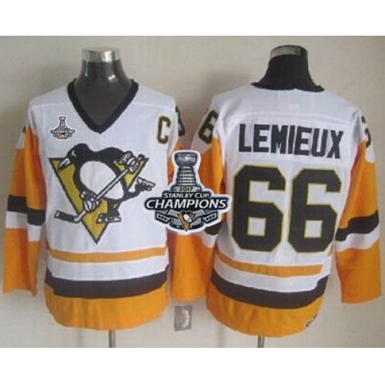 Penguins #66 Mario Lemieux White Black CCM Throwback 2017 Stanley Cup Finals Champions Stitched NHL Jersey Penguins #66 Mario Lemieux White Black CCM Throwback 2017 Stanley Cup Finals Champions Stitched NHL Jersey