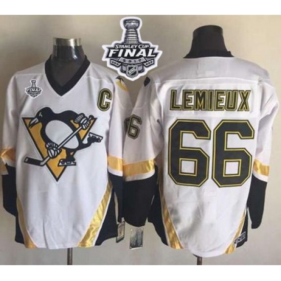 Penguins #66 Mario Lemieux White CCM Throwback 2017 Stanley Cup Final Patch Stitched NHL Jersey Penguins #66 Mario Lemieux White CCM Throwback 2017 Stanley Cup Final Patch Stitched NHL Jersey