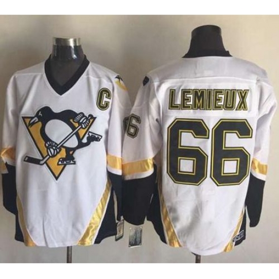 Penguins #66 Mario Lemieux White CCM Throwback Stitched NHL Jersey Penguins #66 Mario Lemieux White CCM Throwback Stitched NHL Jersey