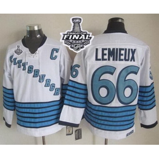 Penguins #66 Mario Lemieux White Light Blue CCM Throwback 2017 Stanley Cup Final Patch Stitched NHL Jersey Penguins #66 Mario Lemieux White Light Blue CCM Throwback 2017 Stanley Cup Final Patch Stitched NHL Jersey