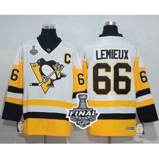 Penguins #66 Mario Lemieux White New Away 2017 Stanley Cup Final Patch Stitched NHL Jersey Penguins #66 Mario Lemieux White New Away 2017 Stanley Cup Final Patch Stitched NHL Jersey
