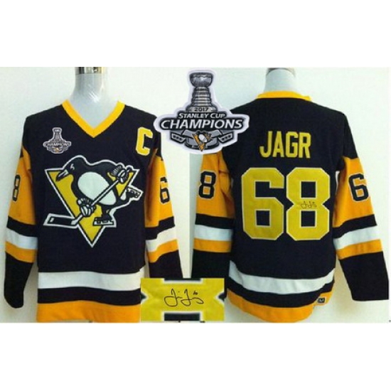 Penguins #68 Jaromir Jagr Black CCM Throwback Autographed 2017 Stanley Cup Finals Champions Stitched NHL Jersey Penguins #68 Jaromir Jagr Black CCM Throwback Autographed 2017 Stanley Cup Finals Champions Stitched NHL Jersey
