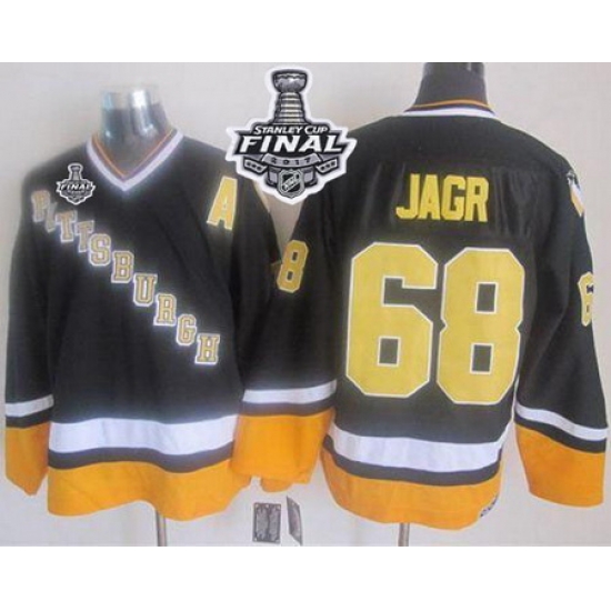 Penguins #68 Jaromir Jagr Black Yellow CCM Throwback 2017 Stanley Cup Final Patch Stitched NHL Jersey Penguins #68 Jaromir Jagr Black Yellow CCM Throwback 2017 Stanley Cup Final Patch Stitched NHL Jersey