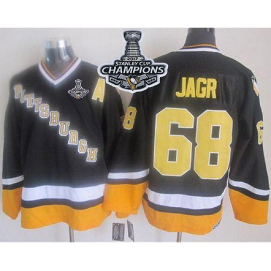 Penguins #68 Jaromir Jagr Black Yellow CCM Throwback 2017 Stanley Cup Finals Champions Stitched NHL Jersey Penguins #68 Jaromir Jagr Black Yellow CCM Throwback 2017 Stanley Cup Finals Champions Stitched NHL Jersey