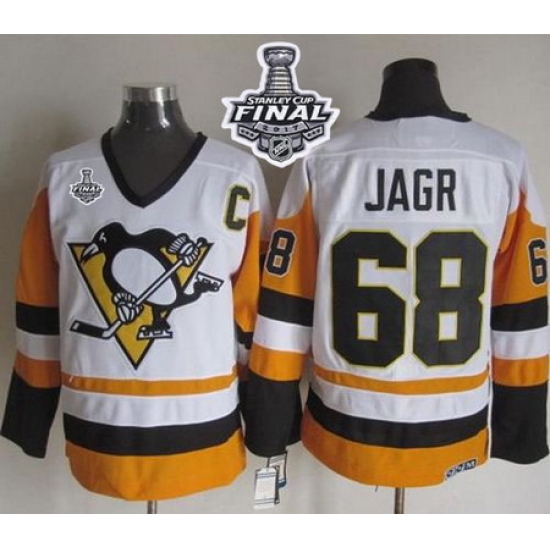 Penguins #68 Jaromir Jagr White Black CCM Throwback 2017 Stanley Cup Final Patch Stitched NHL Jersey Penguins #68 Jaromir Jagr White Black CCM Throwback 2017 Stanley Cup Final Patch Stitched NHL Jersey