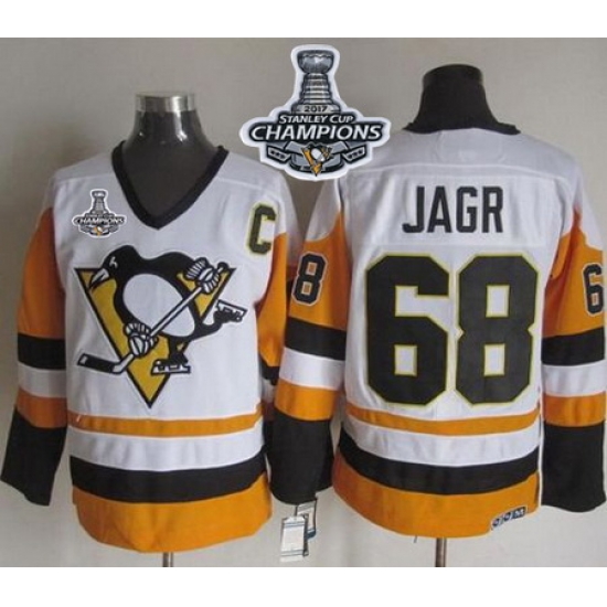 Penguins #68 Jaromir Jagr White Black CCM Throwback 2017 Stanley Cup Finals Champions Stitched NHL Jersey Penguins #68 Jaromir Jagr White Black CCM Throwback 2017 Stanley Cup Finals Champions Stitched NHL Jersey