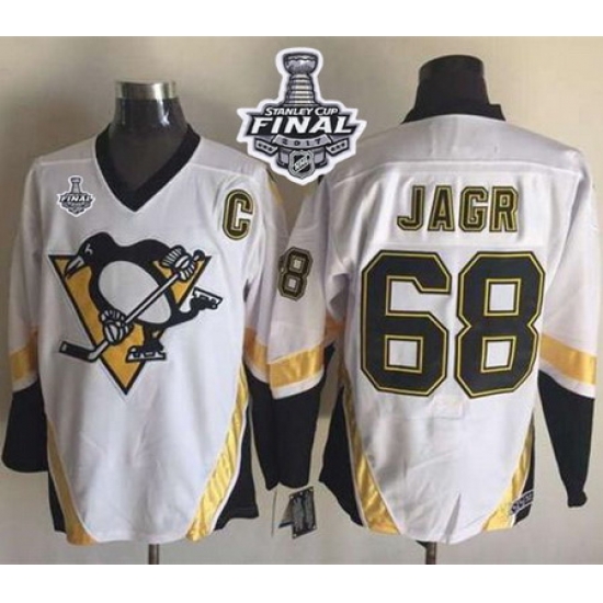 Penguins #68 Jaromir Jagr White CCM Throwback 2017 Stanley Cup Final Patch Stitched NHL Jersey Penguins #68 Jaromir Jagr White CCM Throwback 2017 Stanley Cup Final Patch Stitched NHL Jersey