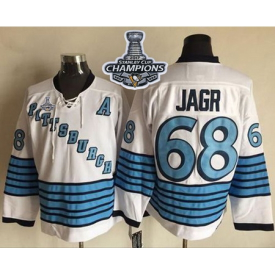 Penguins #68 Jaromir Jagr White Light Blue CCM Throwback 2017 Stanley Cup Finals Champions Stitched NHL Jersey Penguins #68 Jaromir Jagr White Light Blue CCM Throwback 2017 Stanley Cup Finals Champions Stitched NHL Jersey