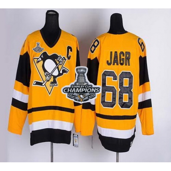 Penguins #68 Jaromir Jagr Yellow CCM Throwback 2017 Stanley Cup Finals Champions Stitched NHL Jersey Penguins #68 Jaromir Jagr Yellow CCM Throwback 2017 Stanley Cup Finals Champions Stitched NHL Jersey