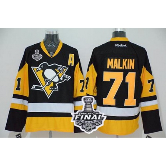 Penguins #71 Evgeni Malkin Black Alternate 2017 Stanley Cup Final Patch Stitched NHL Jersey Penguins #71 Evgeni Malkin Black Alternate 2017 Stanley Cup Final Patch Stitched NHL Jersey
