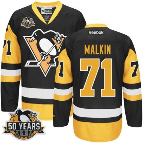 Penguins #71 Evgeni Malkin Black Alternate 50th Anniversary Stitched NHL Jersey Penguins #71 Evgeni Malkin Black Alternate 50th Anniversary Stitched NHL Jersey