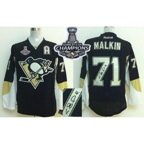 Penguins #71 Evgeni Malkin Black Autographed 2017 Stanley Cup Finals Champions Stitched NHL Jersey Penguins #71 Evgeni Malkin Black Autographed 2017 Stanley Cup Finals Champions Stitched NHL Jersey