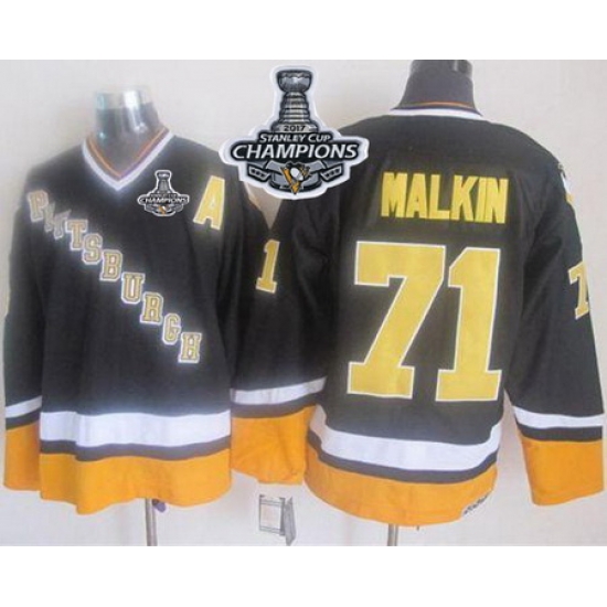 Penguins #71 Evgeni Malkin Black Yellow CCM Throwback 2017 Stanley Cup Finals Champions Stitched NHL Jersey Penguins #71 Evgeni Malkin Black Yellow CCM Throwback 2017 Stanley Cup Finals Champions Stitched NHL Jersey