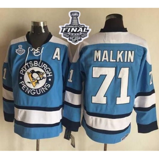 Penguins #71 Evgeni Malkin Blue Alternate CCM Throwback 2017 Stanley Cup Final Patch Stitched NHL Jersey Penguins #71 Evgeni Malkin Blue Alternate CCM Throwback 2017 Stanley Cup Final Patch Stitched NHL Jersey