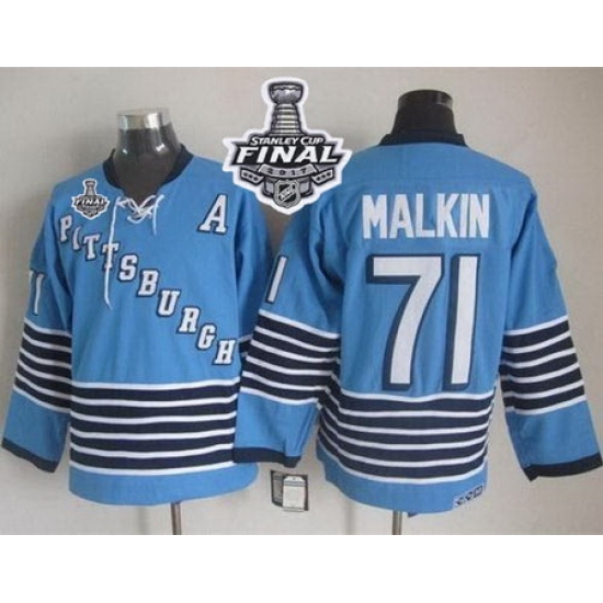 Penguins #71 Evgeni Malkin Light Blue CCM Throwback 2017 Stanley Cup Final Patch Stitched NHL Jersey Penguins #71 Evgeni Malkin Light Blue CCM Throwback 2017 Stanley Cup Final Patch Stitched NHL Jersey