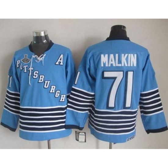 Penguins #71 Evgeni Malkin Light Blue CCM Throwback 2017 Stanley Cup Finals Champions Stitched NHL Jersey Penguins #71 Evgeni Malkin Light Blue CCM Throwback 2017 Stanley Cup Finals Champions Stitched NHL Jersey