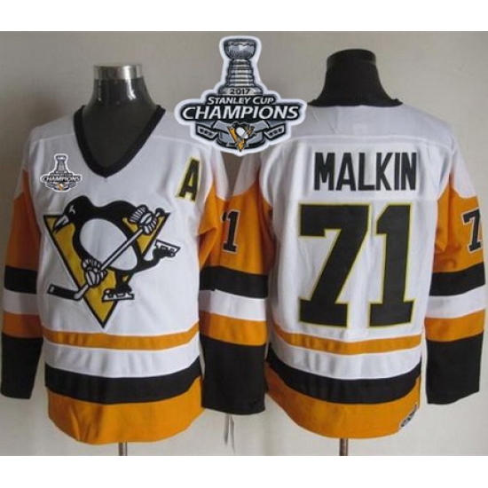 Penguins #71 Evgeni Malkin White Black CCM Throwback 2017 Stanley Cup Finals Champions Stitched NHL Jersey Penguins #71 Evgeni Malkin White Black CCM Throwback 2017 Stanley Cup Finals Champions Stitched NHL Jersey
